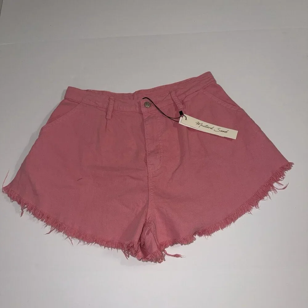 Mustard Seed Pink Shorts High Rise‎ Large Cutoff NEW Summer Festival Boho Beach